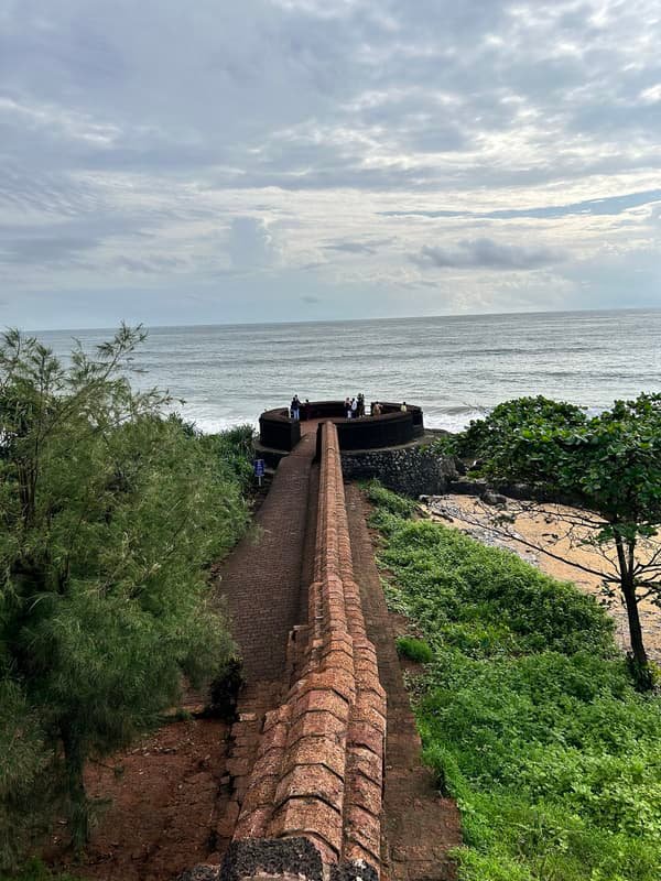 Bekal Fort walls running out into the Arabian Sea