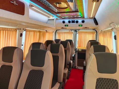 Pushback seats inside a Tempo Traveller