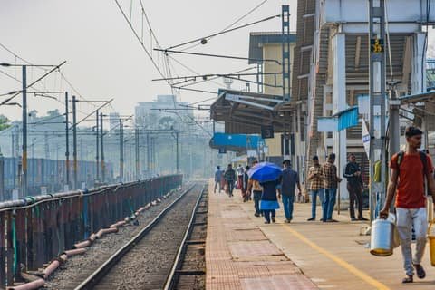 Passengers on the platform at a Mangaluru railway station